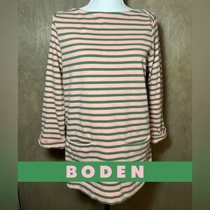 Boden Pink and Green Striped Top